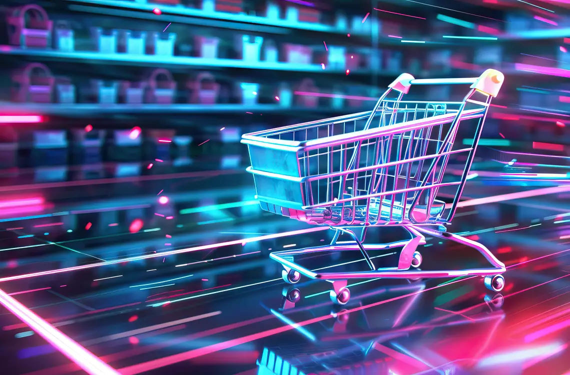 Un caddie vide dans un environnement virtuel