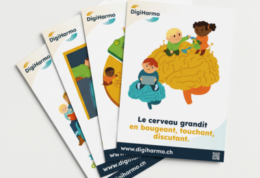 4 affiches de prévention sur les écrans les unes sur les autres